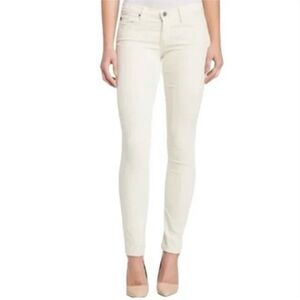 AG Adriano Goldschmied Ivory The Stilt Cigarette Leg Corduroy Pants in 27R